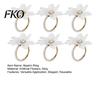 Serviettenring 6 Stück Weiße Lotusringe, Chiffonblumen Metallhalter, Weicher Stoff Perlen-Dinnerringe für Hochzeit Junggesellinnenabschied Tisch