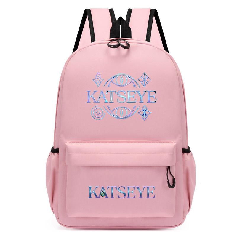 60123-8 Mochila Unissex para Meninos e Meninas KATSEYE Estampada Mochila de Estudante Escolar Impermeável Leve