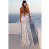 Summer Bridal Wedding Dress Deep V-neck Sleeveless Backless Bandage Sling Lace Dresses