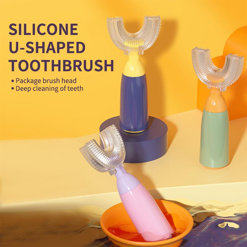 Kids Toothbrush U-Shape 360 Degree Infant Teether Baby Toothbrush Children Silicone Brush For Toddlers Oral Tooth Care Cleaning