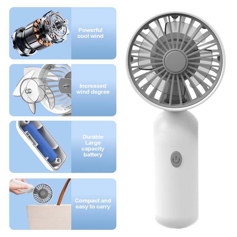 Small Hand Held Fan 3 Speed USB Wind Powerful Small Fan For Travel Silent Lightweight Workplace Cooling Device For Students