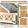 Wooden Garden Shed 105x55x179 Cm Tool Cabinet With 4 Shelves Galvanized Metal Roof Natural