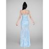 Women's Summer Blue Floral Suspender Dress Seaside Vacation Beautiful Slim Fish Tail Hip Wrap Dress