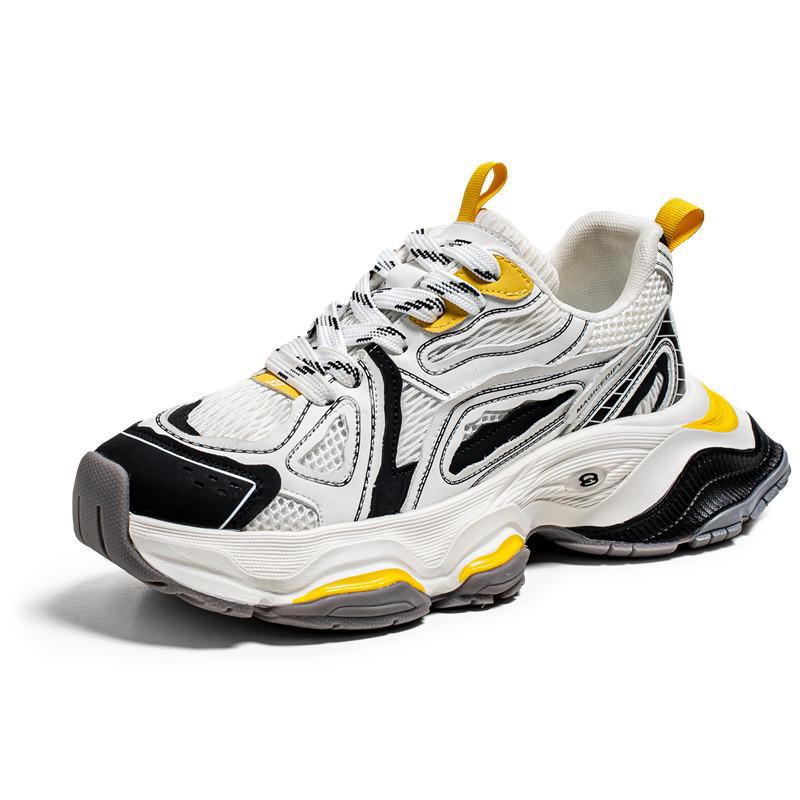 

2024 Мужские модные кроссовки из дышащей сетки с толстой подошвой 43 белый/жёлтый