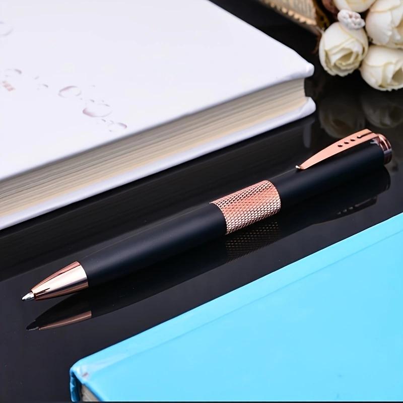 Rotating business office 1.0mm metal ballpoint pen, daily writing signature pen (black ink)