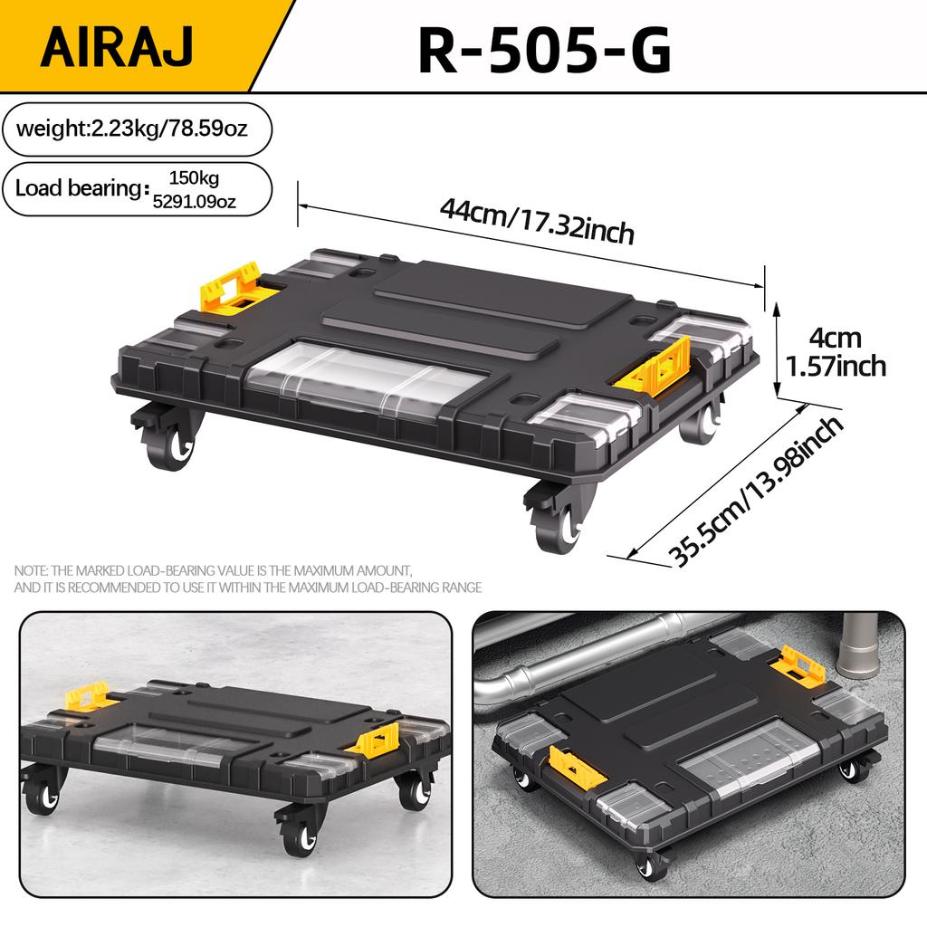 AIRAJ Stackable Modular Combo Toolbox Set -Portable Combo ToolBox with Wheels for Space-Saving Modular Assembly & Easy Mobility!