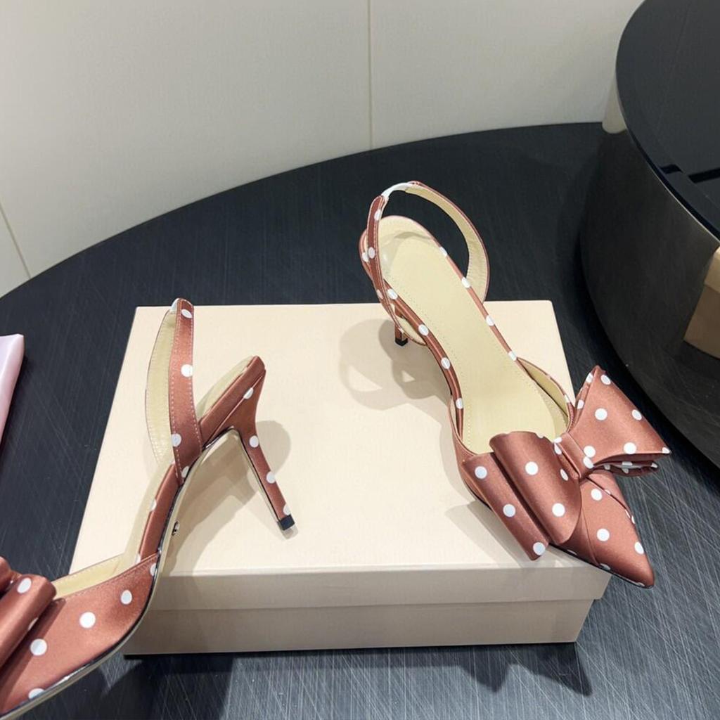 Fashion Bow Pointed-Toe Stiletto High Heels For Women 2025 Summer New Style French Elegant And Stylish Back-Strap Flip-Flops