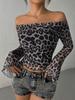 2025 Sexy Semi-Sheer One-Shoulder Leopard Print Top for Women - Spring & Autumn Fashion