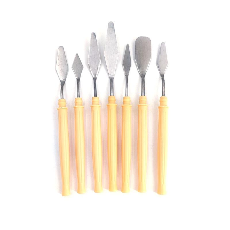 7-teiliges Kuchenpalette Messer Kunst Kleine Tonwerkzeuge Backen Mini-Ölspachtel für Dekoration DIY/Dekorationsdesign Kunststoff Holzgriff