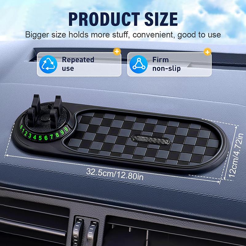 Multifunction Car Anti-Slip Mat Phone Holder For Phones Sunglasses Keys Gadgets With Temporary Parking Number Dashboard Mat