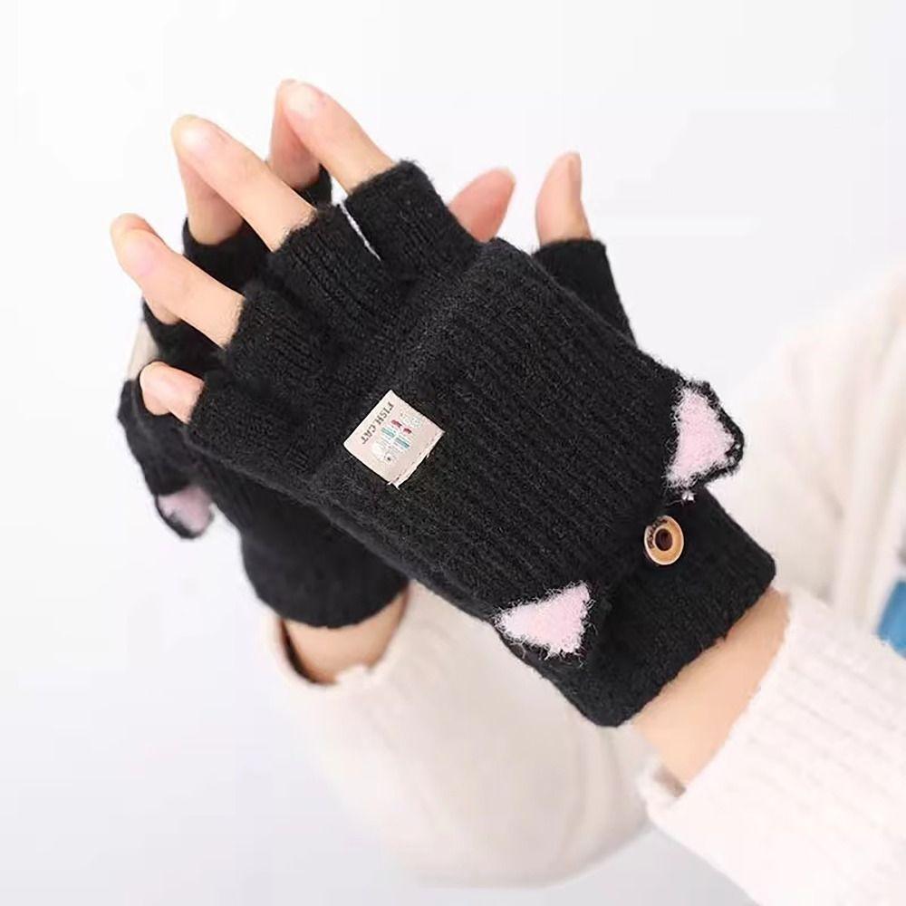 Knitted Wool Finger Gloves Thicken Glove Bracers Fashion Winter Gloves  For Woman Winter Warm