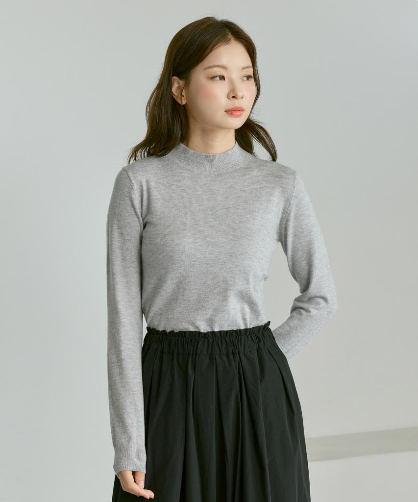 210EDIT Cashmere Blended Mock Turtleneck Knit [Melan Grey]_Zz4Sw011