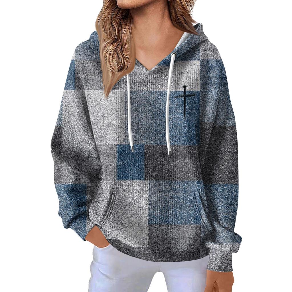 Women's Fashion Casual Long Sleeve Solid Color Hooded Sweatshirt Tops