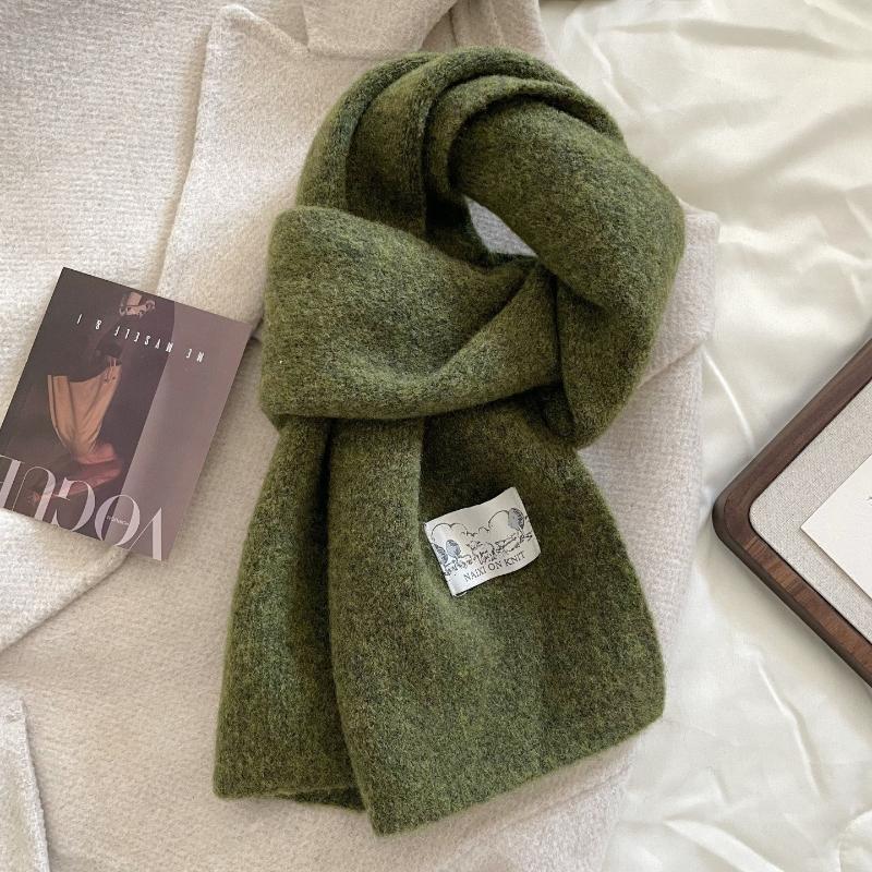 2026 New Korean Version Ins Solid Color Scarf Women's Winter Versatile Knitted Warm and Cold-proof Wool Couple Scarf Men