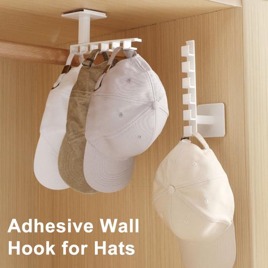 Wall-Mounted Cap Organizer Headband Holder Hat Bag Hanger with Multiple Hooks for Scarves Belts Hair Ties Storage