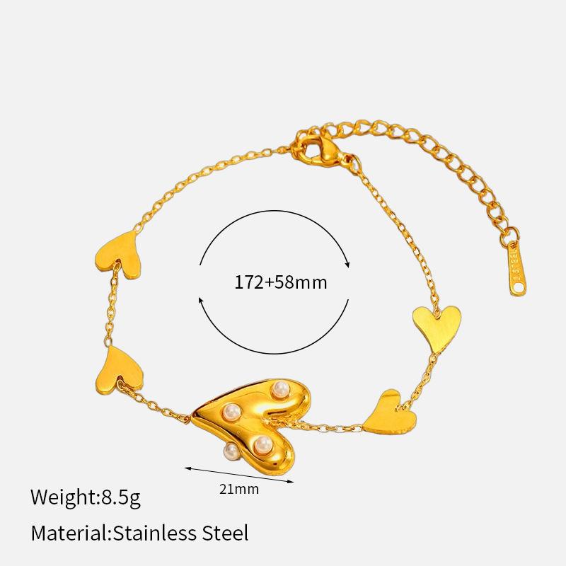 

Fashion Heart Gold Titanium Steel Bracelet Luxury Tarnish Free 18K Real Gold Plated Stainless Steel Jewelry 1