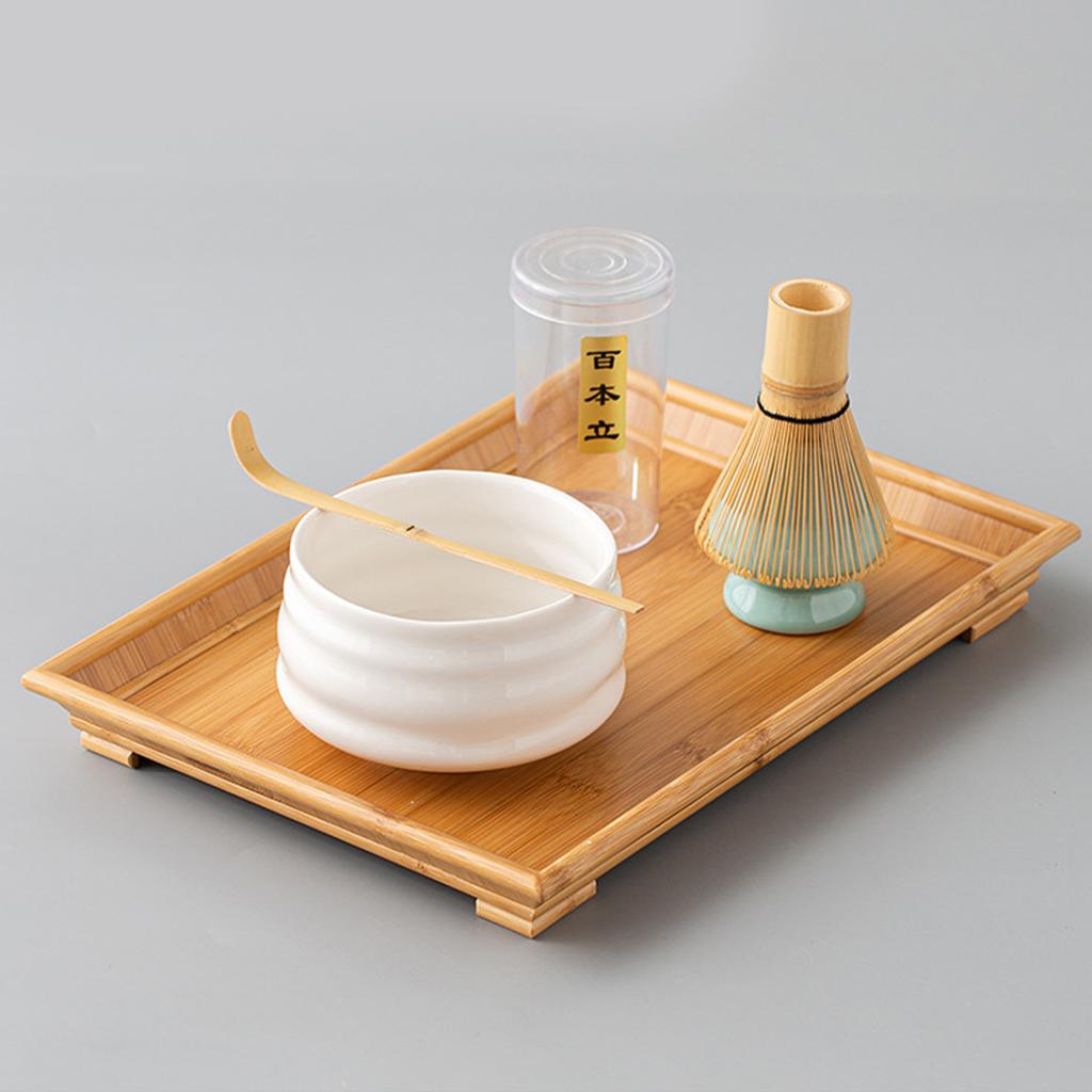 Bamboo Matcha Tea Set Exquisite Bamboo Matcha Scoop Stirring Whisk and Wrapped Edge Mat Set for
