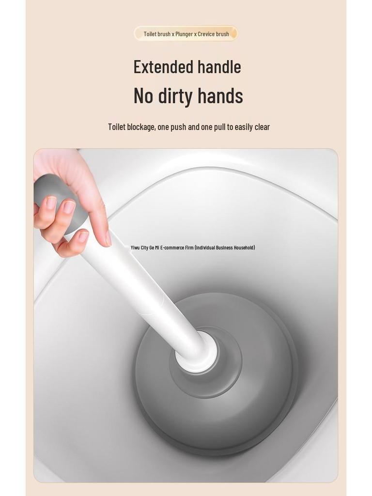 Wall-Mounted Toilet Brush & Plunger Set - No Dead Angle Cleaning for Household Bathrooms
