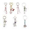 Beautiful Cherry Bag Charm Keyring Accessory Heart Key Pendant Alloy Texture Suitable for Decorating Purse and Backpack