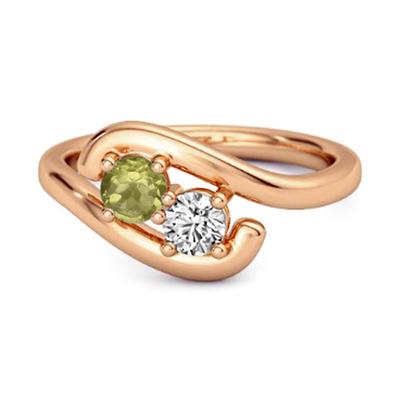 Peridot Two-Stone Bypass Ring - 925 Sterling Silver Rose Gold Vermeil