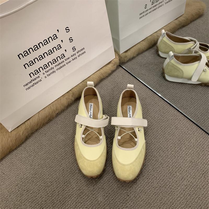 Heel height 2.5cm~ Casual shoes Velcro heightened version thick-soled shallow mouth Mary Jane shoes women's German training shoes heightened board sh