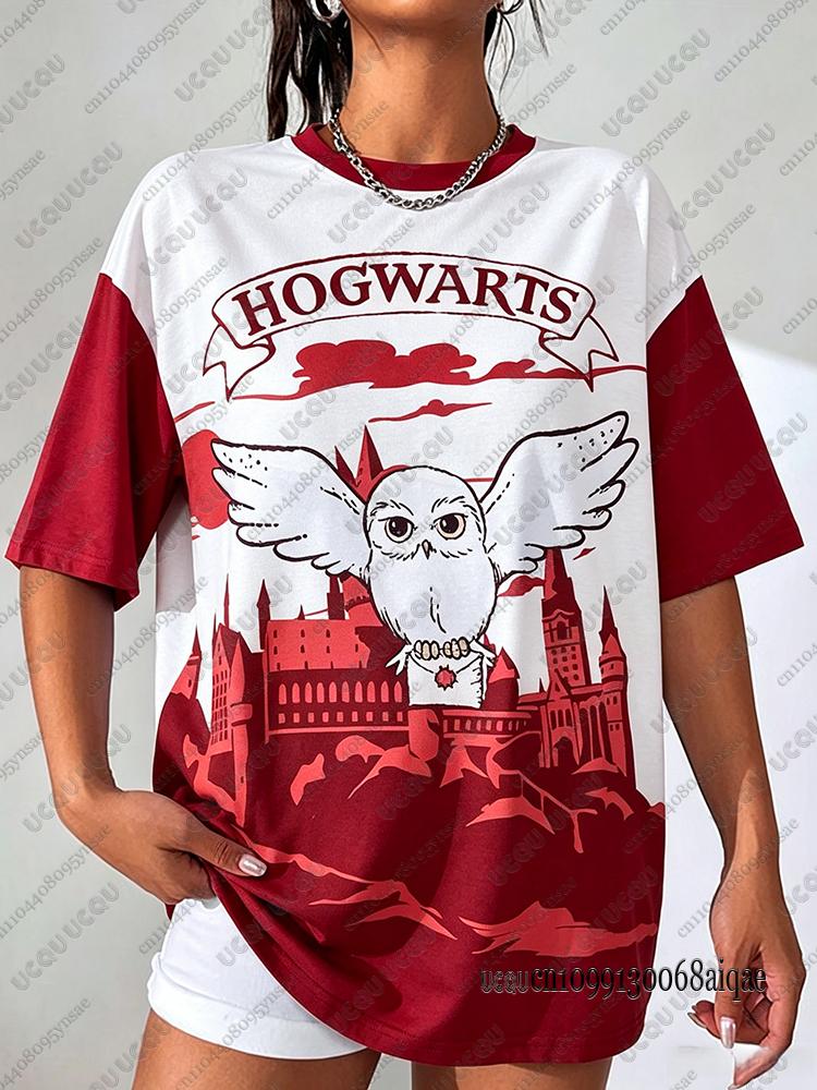Summer Cartoon Harry Potter Print T-shirts For Women Casual Sports Football Jerseys Couple Street Tees Cosplay Clothing Y2K Tops