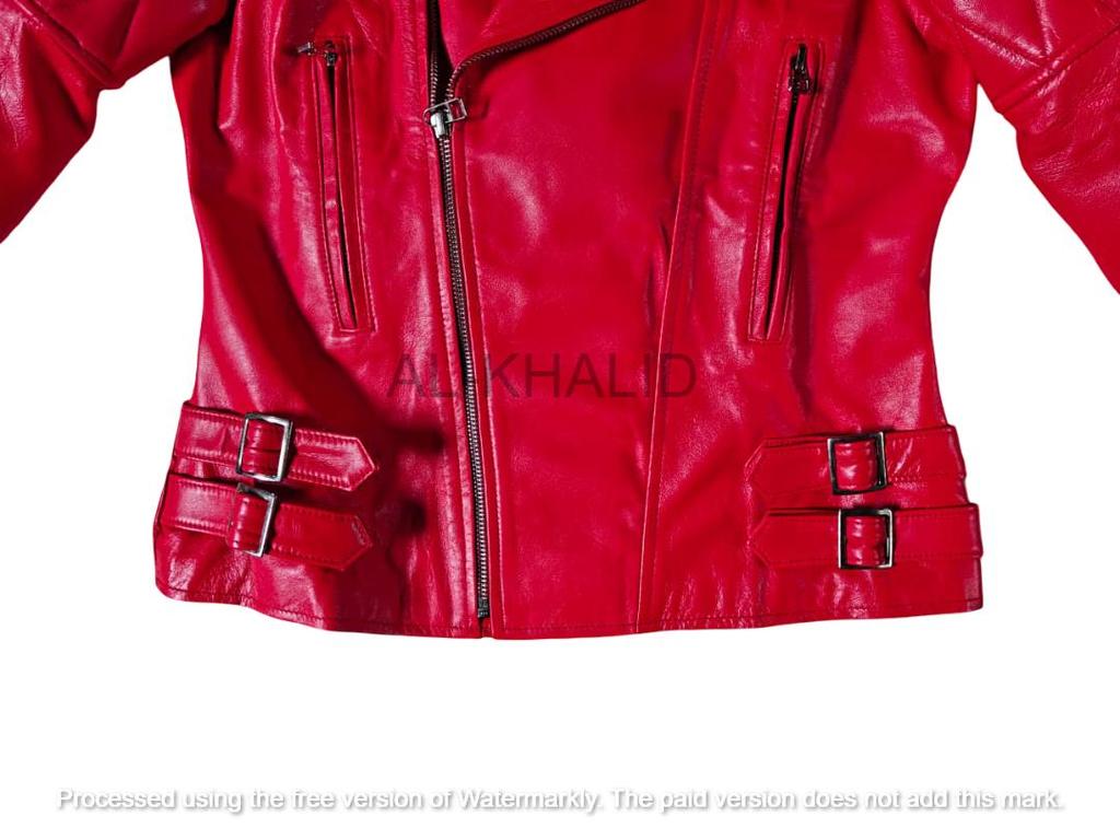 Echtes Leder Motorrad Slim Fit Damen Weiche stilvolle Bikerjacke Lammfell Rot