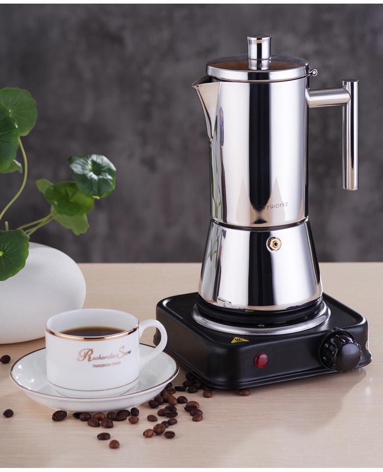 Moka Pot Espresso Maker din Oțel Inoxidabil Italian pentru Plite cu Inducție