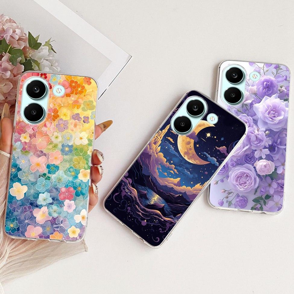 6.59'' Case For Xiaomi Poco X8 Pro 5G Cover Transparent Fashion Flowers Cute Cat Cool Painted Soft Casing 2511FPC34G