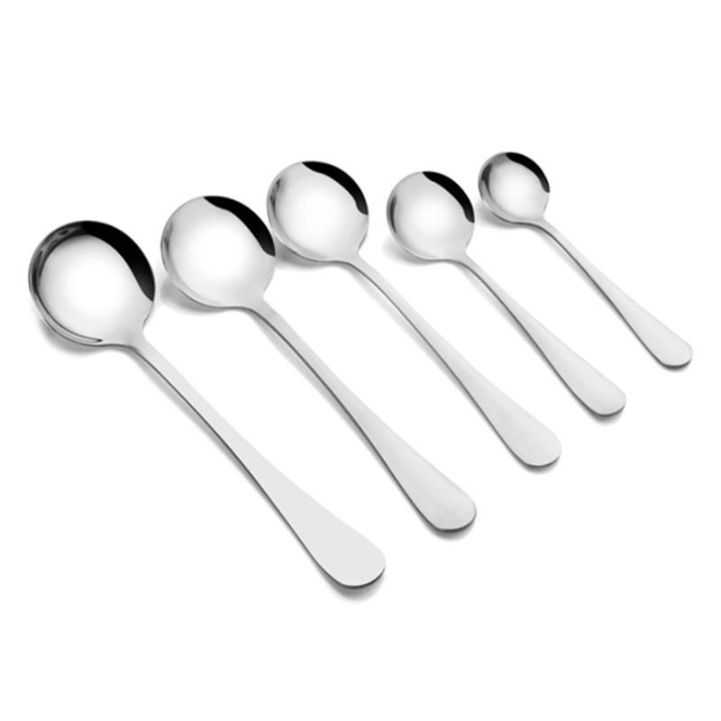 Korean-Style Stainless Steel Large Round Head Soup Spoon, 20cm