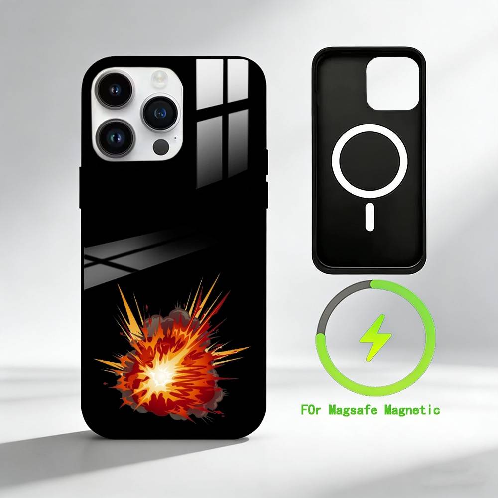 

S-Stylistic explosion Phone Case For iPhone 17 16 15 14 13 12 Pro Max Plus for Mirror Wireless Magnetic Cover iPhone16