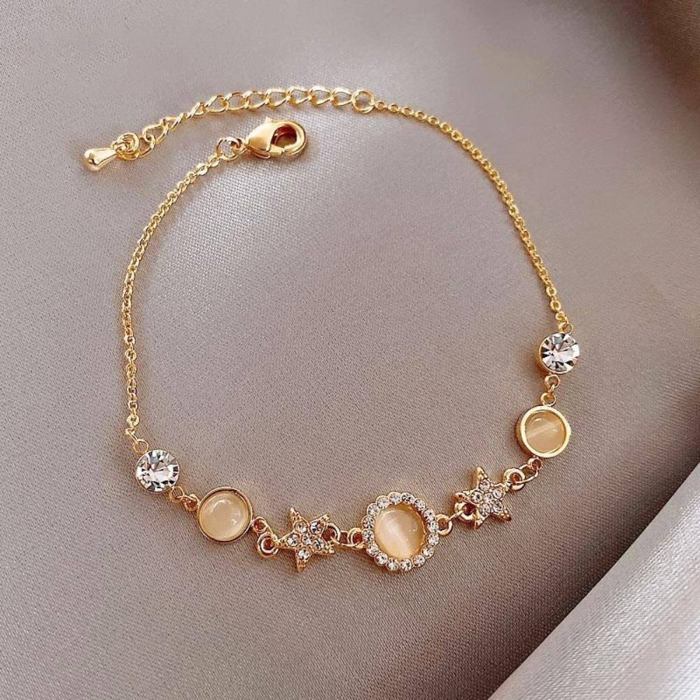Trendy Opal Star Bracelet Ins Cool Style Minimalist Jewelry for Women Best Friend Gift Student Accessory
