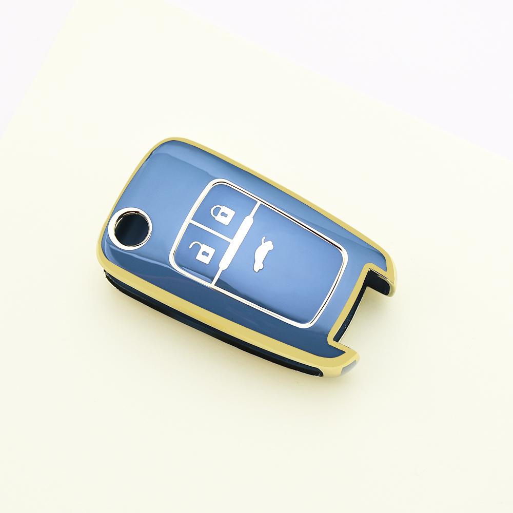 Gold Edge Tpu Car Key Case Cover Keyless Shell Fob Bag For Chevy Equinox Malibu Sonic Gmc Terrai Chevrolet Impala Camaro Cruze