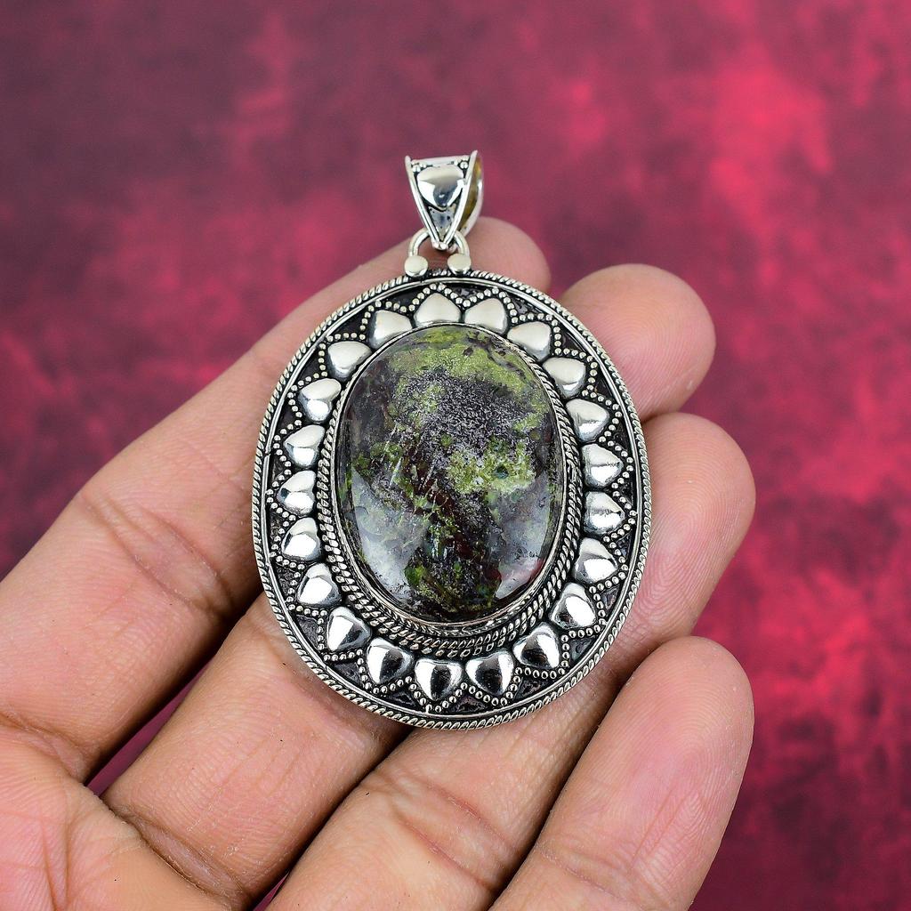 Dragon Bloodstone Jewelry, Handmade Gemstone Pendant, 925 Solid Sterling Silver Pendant Antique Jewelry, For Engagement Gift
