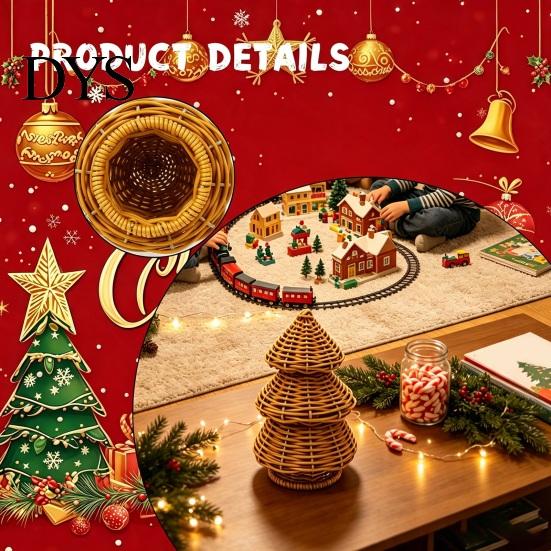 Idee Regalo di Natale Uniche Albero in Rattan Intrecciato a Mano, Ornamento da Tavolo Albero di Natale a Cono, Souvenir Rustici Minimalisti Centrotavola Festivo per Mensola