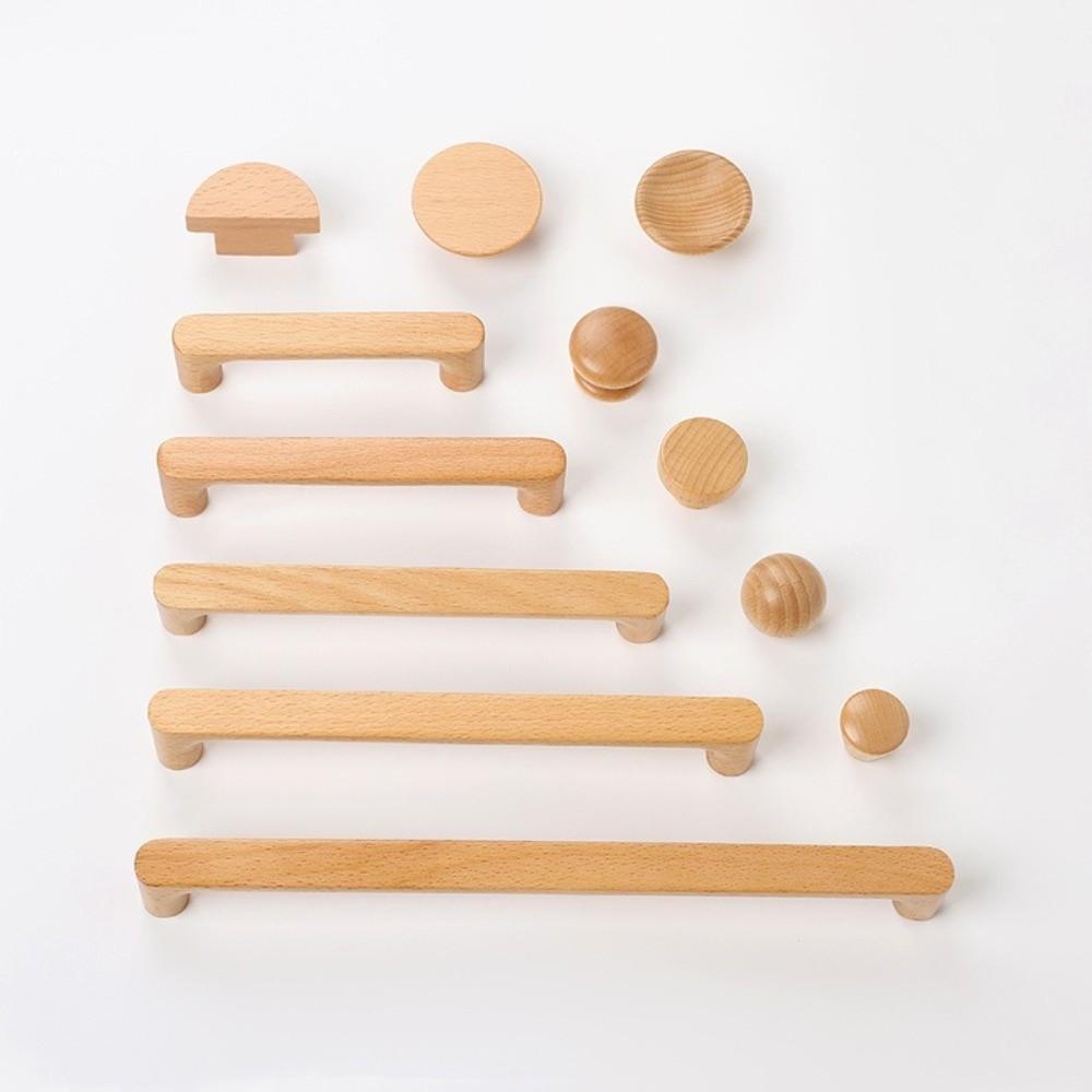 Minimalist Nordic Style Cabinet Handles Walnut Wood Rounded Edges Drawer Pulls Eco-Friendly 96mm Wardrobe Handles Home Decor
