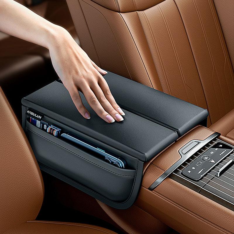 New Top Symmetrical Double-Lids Armrest Box Cover Soft Memory Heightening Elbow Support Pad With Side Storage Pocket Organizer
