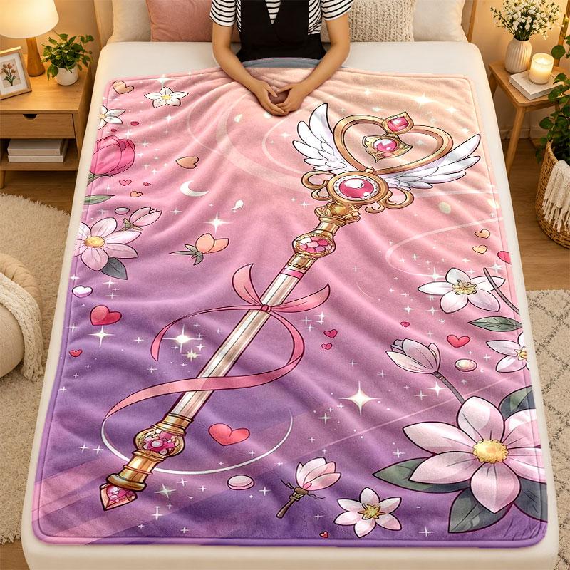 Flannel BlanketSailor Moon Warm Soft Throw Blanket for Indoor Sofa Bed Living Room Use