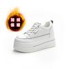 Muffin Platform White Shoes Women's Autumn New Leather Breathable Small Inner Height Increase 8 Casual Board Shoes