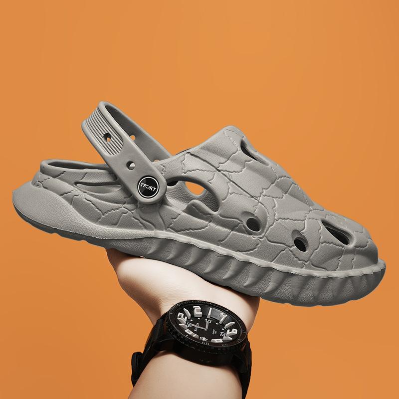 

Сандалии из ЭВА для мужчин, повседневные легкие дышащие прогулочные туфли, новинка 2024 года, летняя мужская трендовая обувь для сада, модные тапочки 45 серый