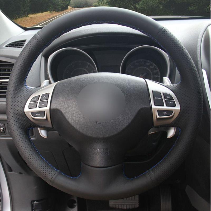 Black Artificial Leather Car Steering Wheel Cover for Mitsubishi Lancer X 10 2007-2015 Outlander 2006-2013 ASX 2010-2013 Colt