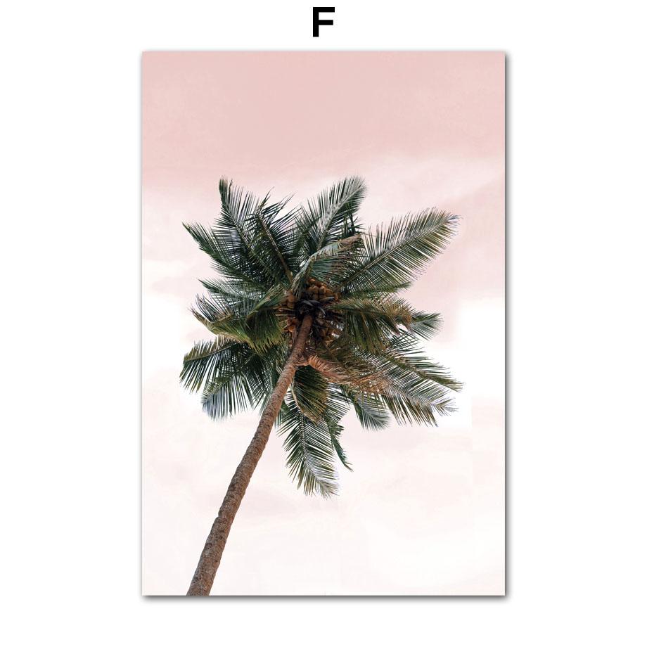 Tropical Pink Beach Shell Palm Tree Sun Posters Prints Canvas Painting Nordic Wall Art Pictures For Living Room Home Decor