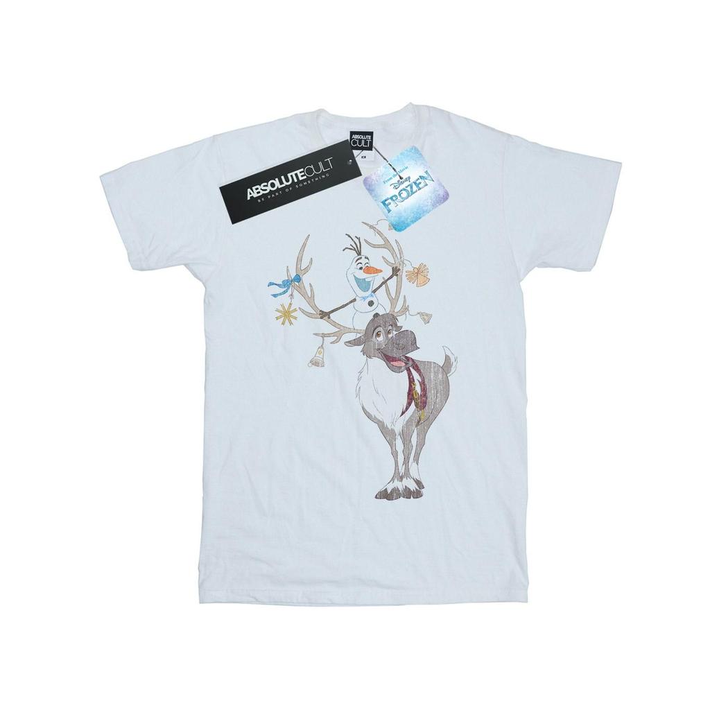 Disney Girls Frozen Sven And Olaf Christmas Ornaments Cotton T-Shirt