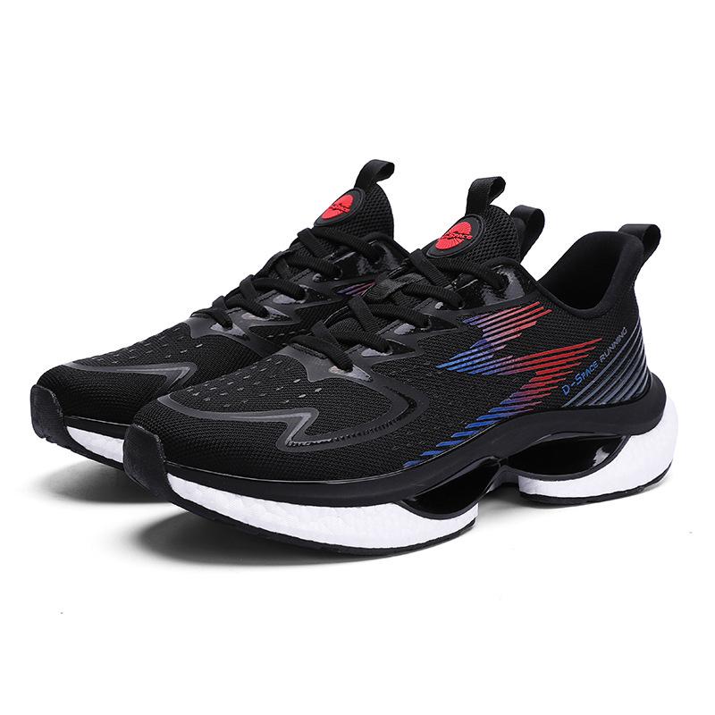 

Men s Gradient Color Running Shoes Breathable Knit Non-slip Shock Absorbing Athletic Sneakers 45 чорний