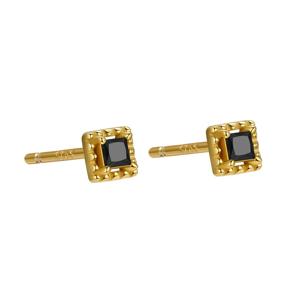 925 Sterling Silver Colorful Zircon Geometric Mini Stud Earrings for Women Hypoallergenic Jewelry Gift