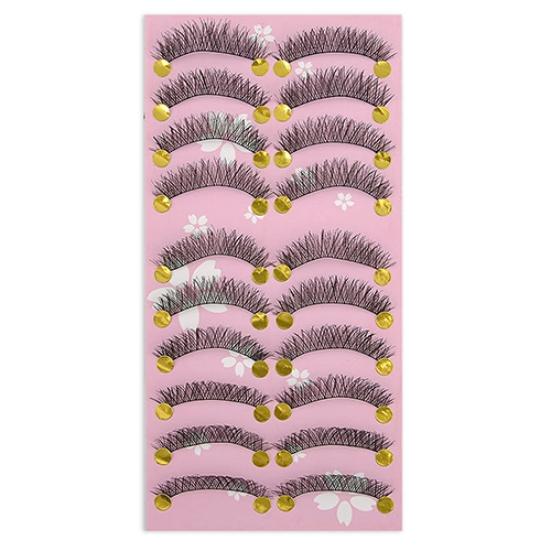 

10Pairs Natural Looking Thick Cross False Eyelashes Fake Eye Lashes Makeup Tool