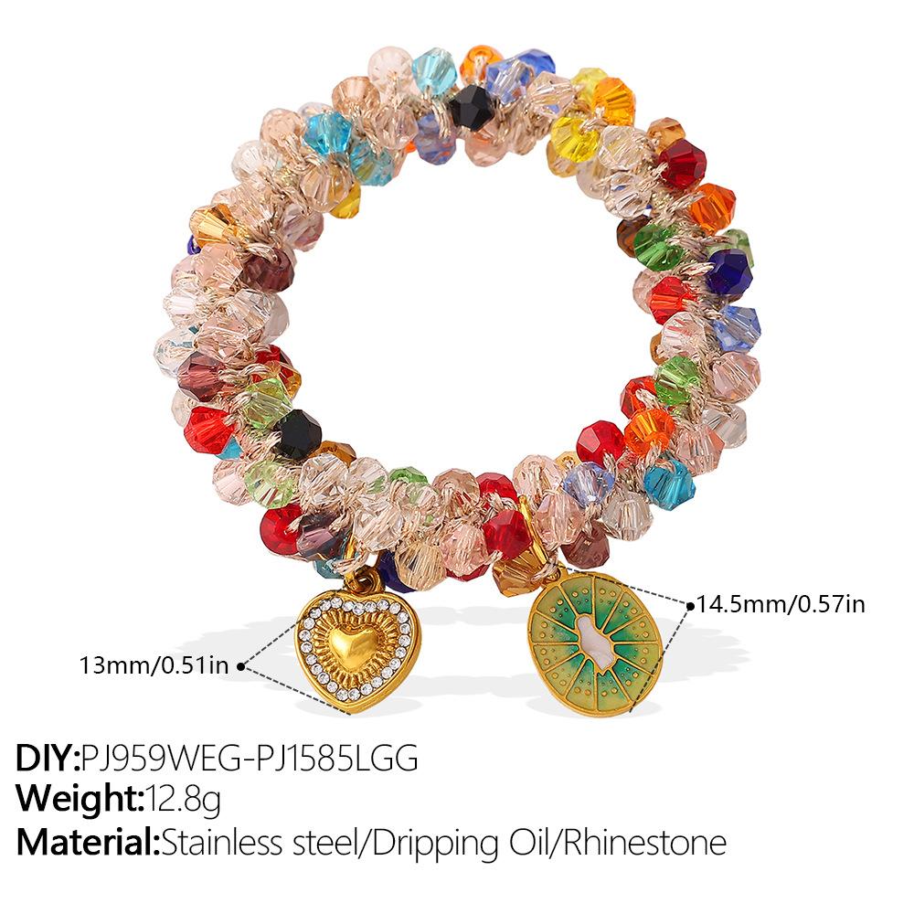 New Sweet Dopamine Color Crystal DIY Peach & Pineapple Pendant Hair Tie, Hair Accessories for Women