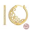 925 Sterling Silver Golden Filigree Hoop Earrings Vintage Scroll Pattern CZ Large Circle Earrings Jewelry Gift for Women Girls