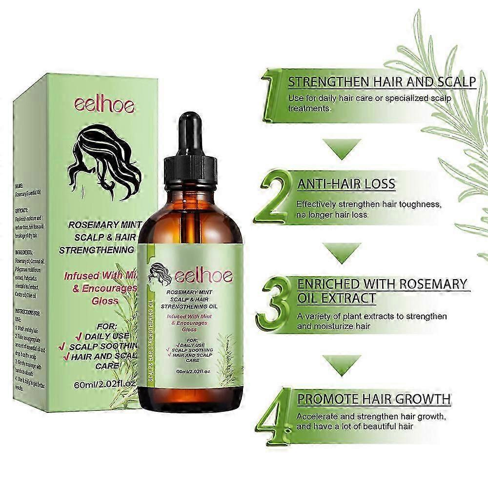 3X EELHOE Rosemary Natural Gentle And Unirritating Hair Care Essential Oil Repairs Hair Damage And Improves Hair Quality Anti-Fixation Soft Hair Care
