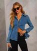 Women's European-American Denim Shirt - Autumn Casual, Lapel, Single-Breasted, Long Sleeve